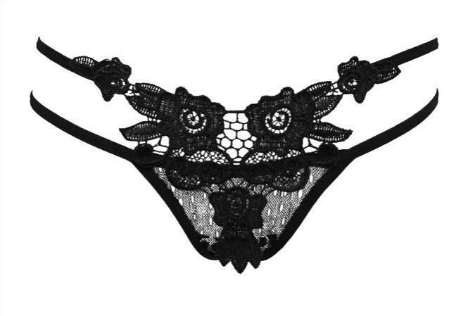 内衣工厂情趣内裤 花朵透明丁字裤 低腰诱惑双细带女性感t裤b261