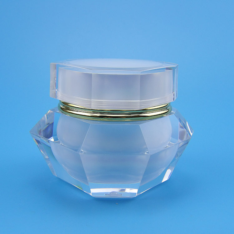 新款亚克力多边钻石60g化妆品膏霜瓶 化妆品面膜玻璃瓶定制供应