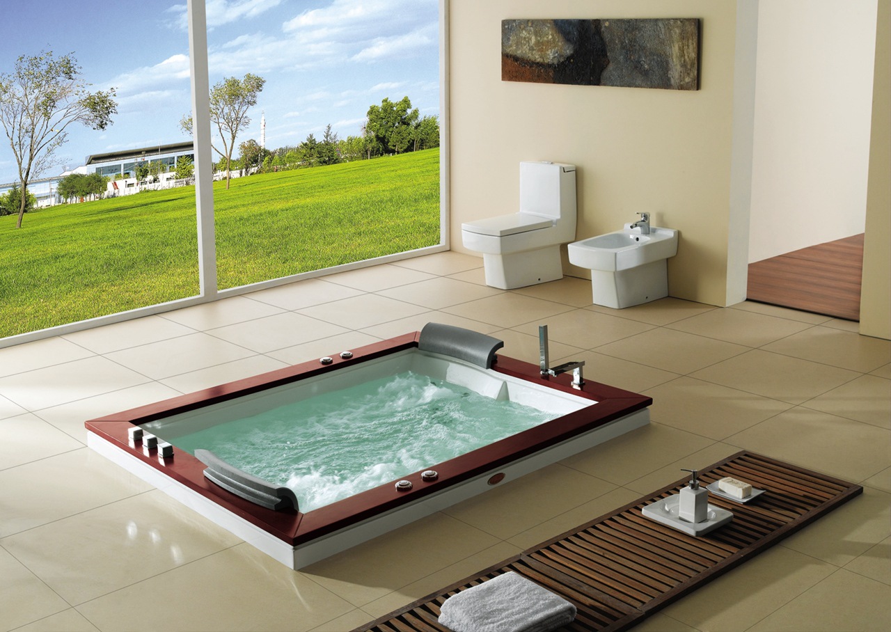 高端浴缸椭圆形冲浪按摩恒温五件套亚克力星级酒店工程浴池1.85米