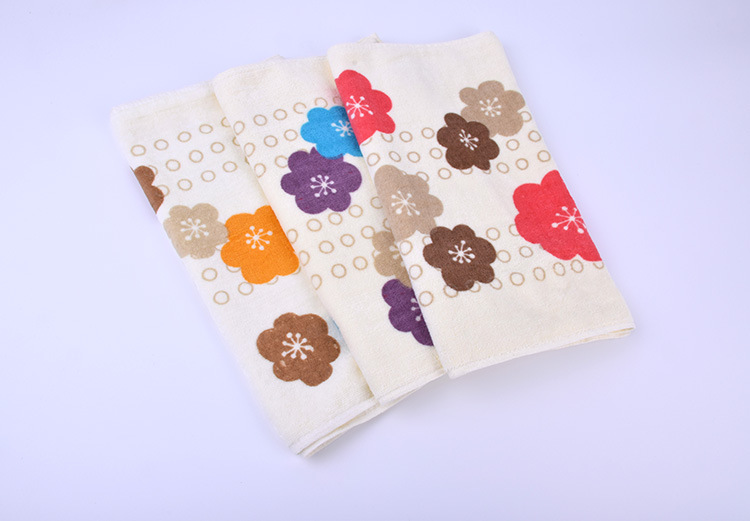 新款割绒印花梅花朵 干枝梅 青花瓷花型 纯棉毛巾 厂家直销