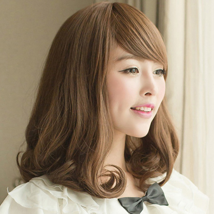偏分中长梨花头厂家时尚气质短假发女 梨花头中长发 修脸假头套