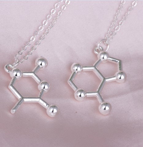 新款外贸热卖 t分子双面立体 化学分子式项链 理科生项链