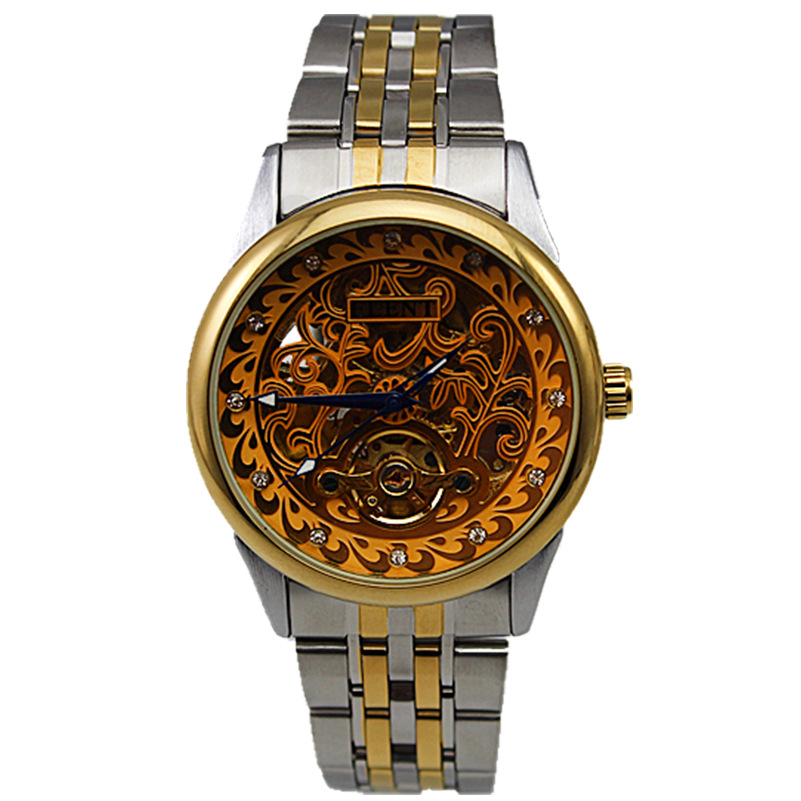 flent飞浪 8120达新款休闲不锈钢表带全自动飞轮男士机械手表