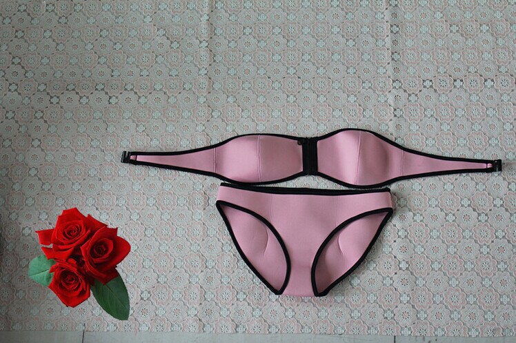 2014爆款氯丁橡胶比基尼女式拉锁游泳衣性感抹胸分体泳装厂家批发