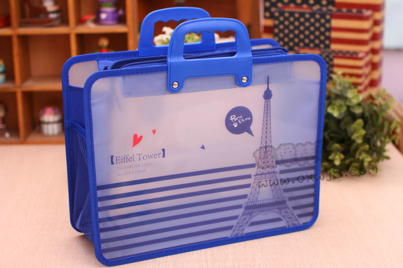 韩国文具批发 小贝壳铁塔手提书包 文件包 收纳袋cx-1503