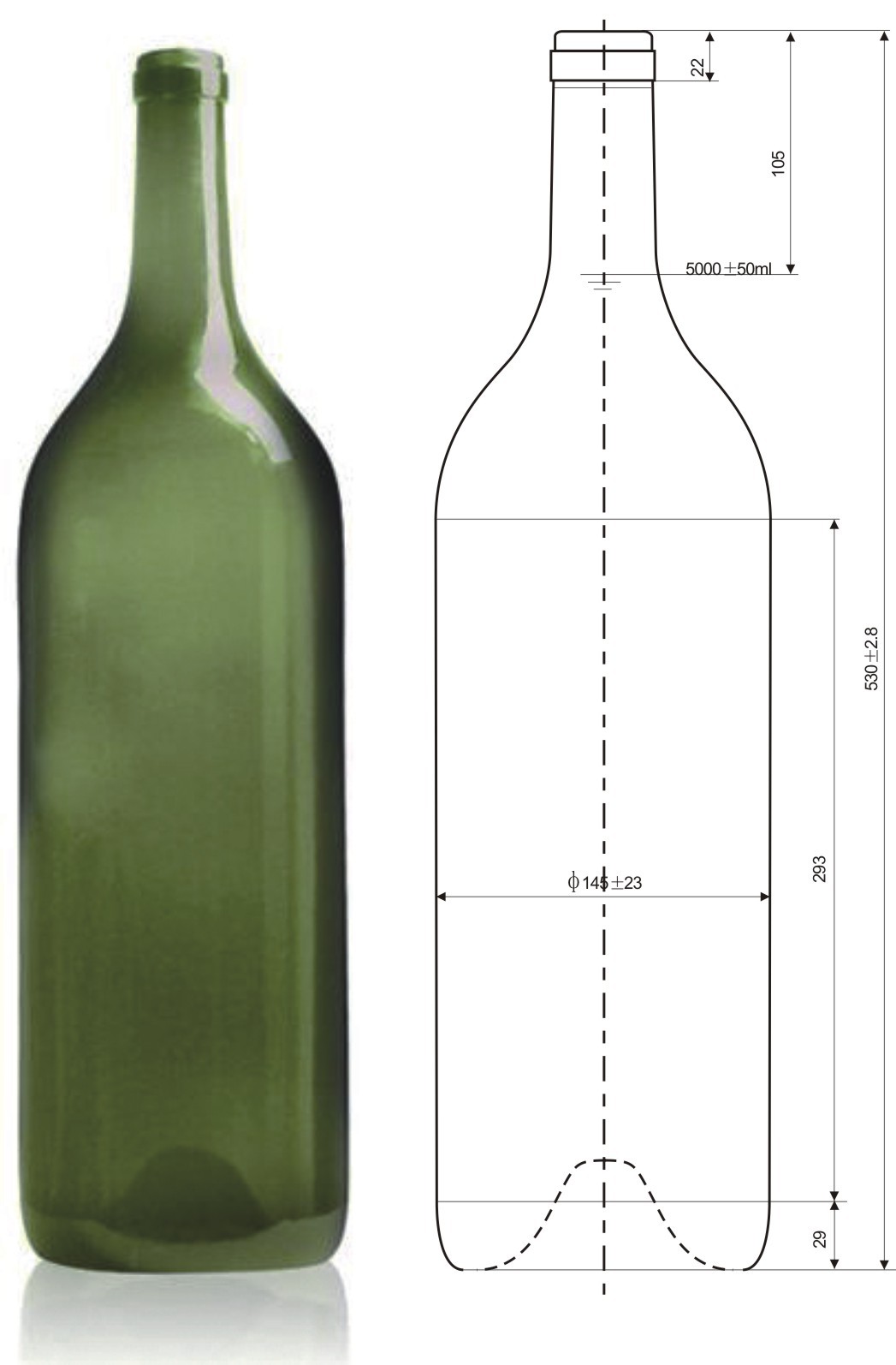 5000ml波尔多玻璃酒瓶装饰红酒瓶子定制创意红酒瓶空酒瓶子