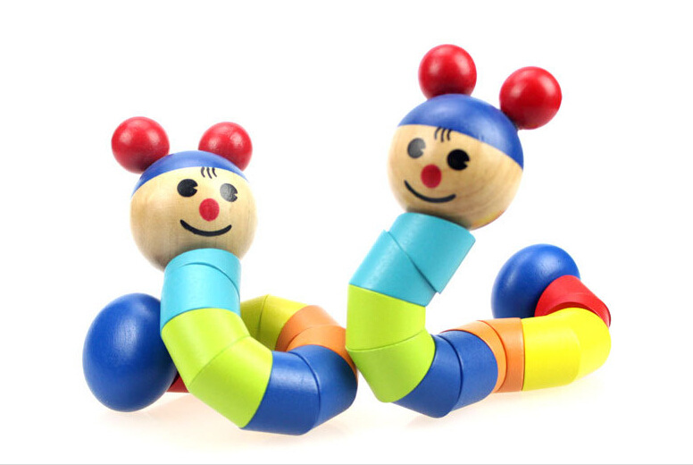 厂家直销 百变扭扭人 彩虹人宝宝积木 益智玩具 早教毛毛虫