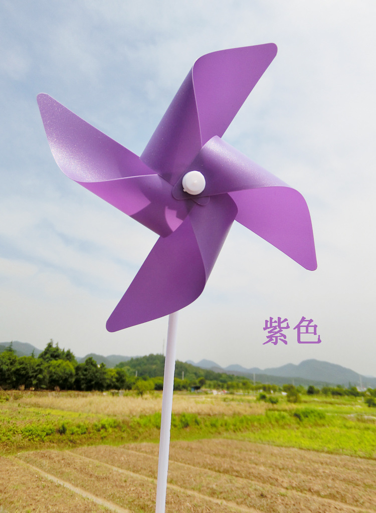 21cm四叶风车玩具批发厂家直销儿童手工diy四角纯色风车7色实心杆
