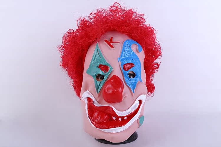 恶魔小丑 恐怖鬼面具 假发儿童鬼脸面具 鬼节万圣节面具批发