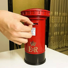 创意英国复古邮筒钱罐多功能USB带LED小夜灯触摸模式感应灯