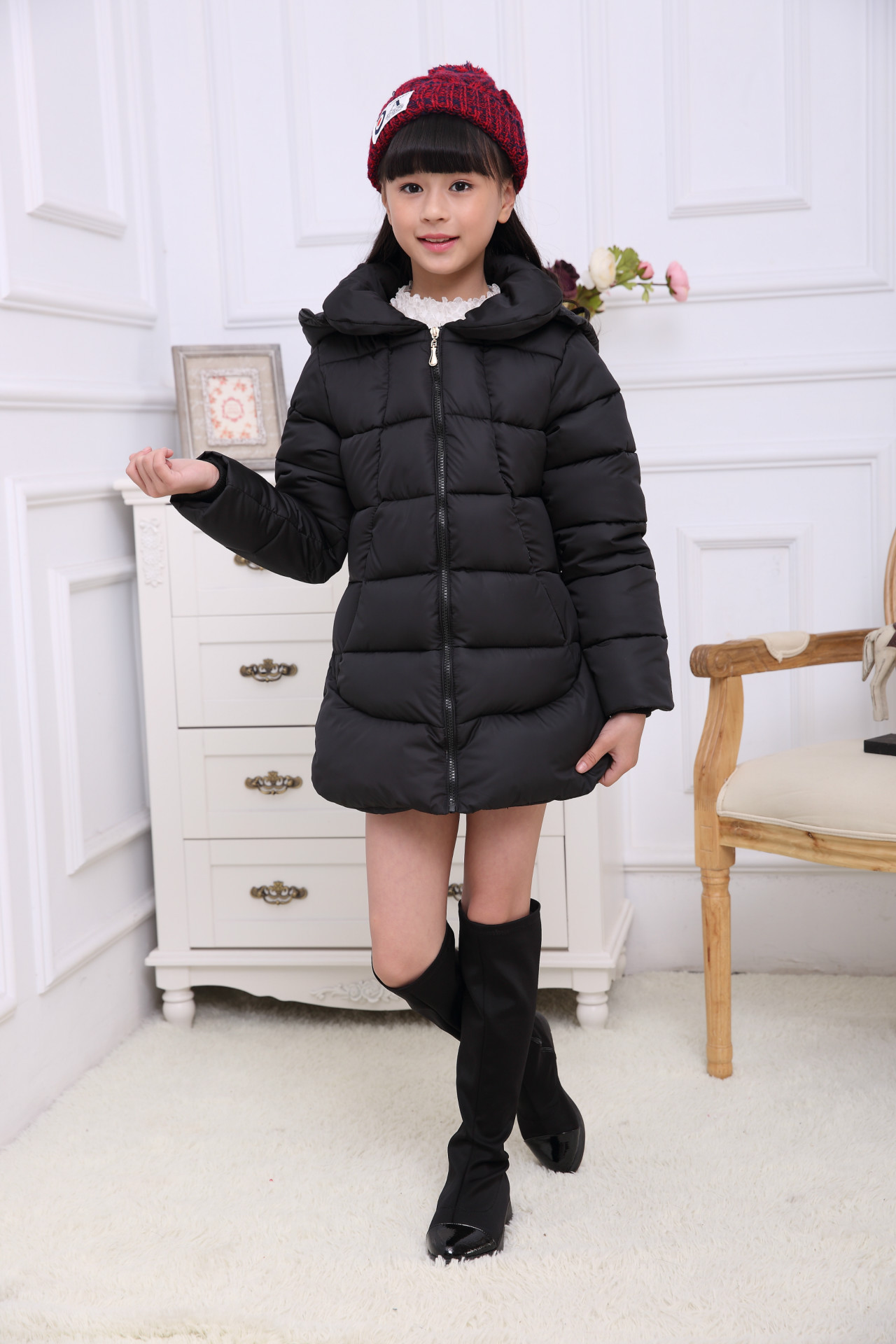 新款正品儿童羽绒服女童中大童冬季童装时尚风衣中长款加厚外套