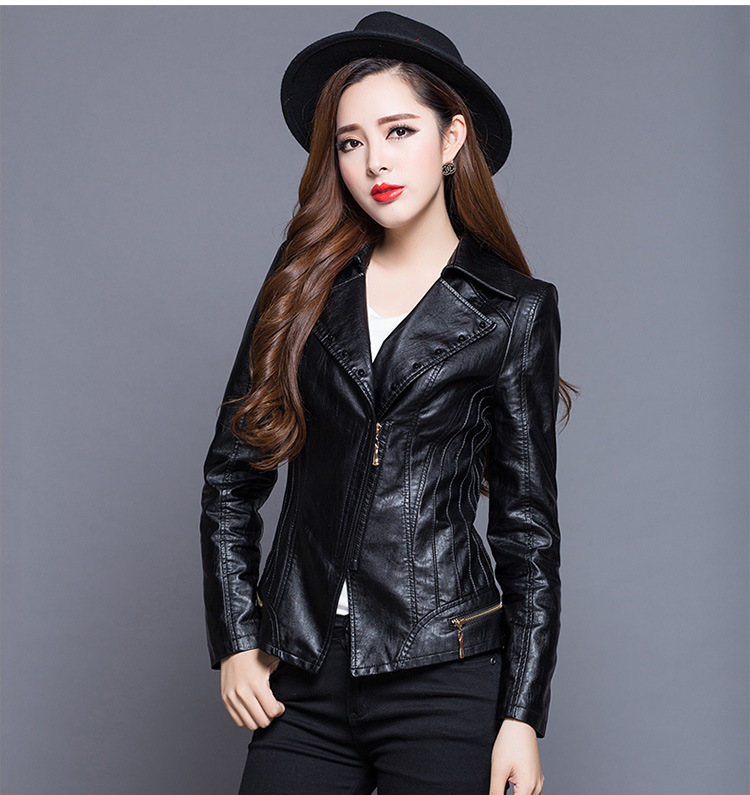 15女装pu皮衣春秋装新款韩版短款修身机车女士皮衣大码外套上衣