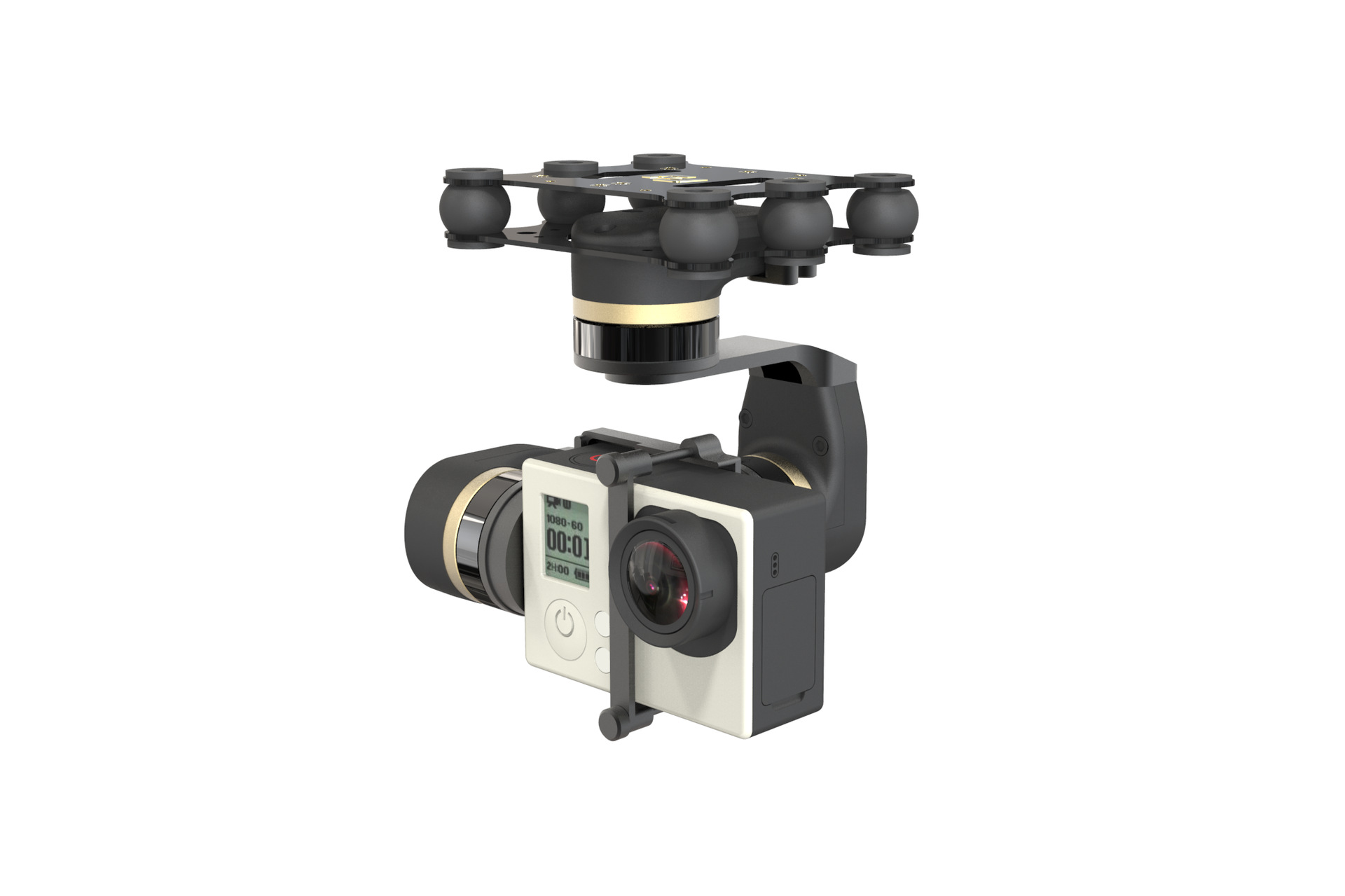 新款mini3d三轴无刷机载云台 gopro4稳定器支持精灵12