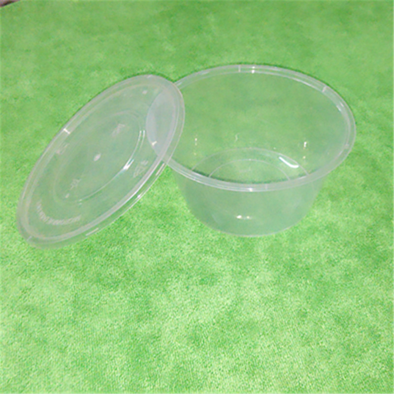 800ml一次性塑料打包碗 pp透明圆形塑料碗汤碗带盖 耐高温可冷藏