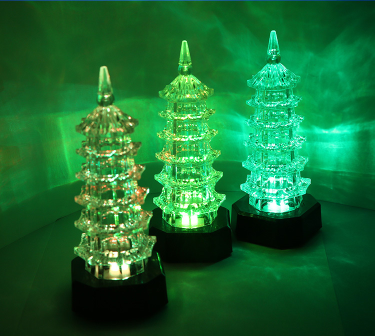 水晶玲珑宝塔七彩小夜灯led闪光广场地摊夜市套圈圈礼品厂家定制