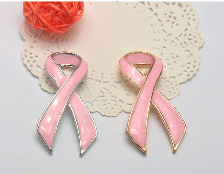 国际关爱女性健康预防乳腺癌活动宣传品粉色丝带胸针别针厂家自销