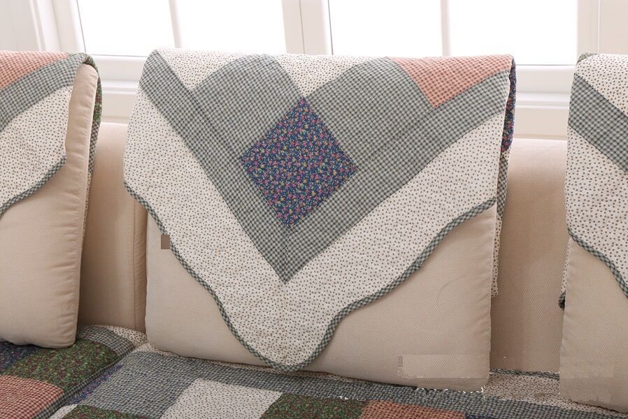 外贸原单韩式田园手工拼布四季通用绗缝布艺沙发垫 沙发巾