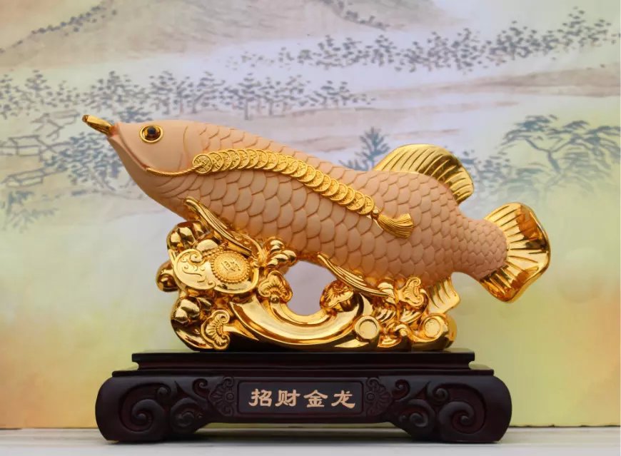雅信精品家居客厅办公室装饰工艺品摆件招财金龙鱼公司前台摆设