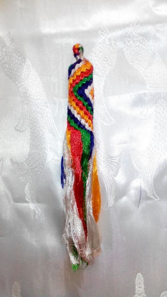 藏式金刚结佛教金刚结哈达结用五彩哈达手工编织 桔色哈达结小号