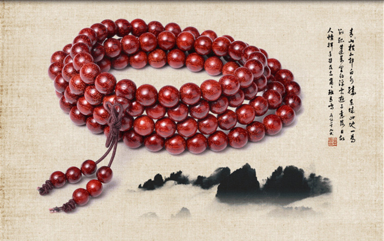 正宗赞比亚血檀手串108颗 似小叶紫檀手串 血檀佛珠手链 血檀2.