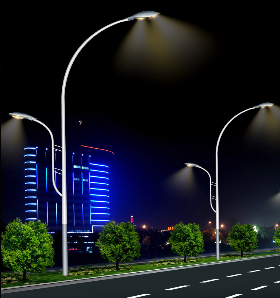 批发户外城市双挑不锈钢路灯 8-12米小区庭院高杆照明路灯