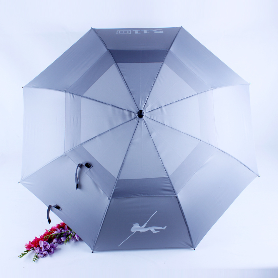 511加大双层高尔夫全纤维直柄自动伞礼品防风广告伞户外遮阳伞