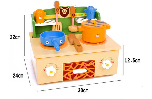 森林动物仿真厨房煤气灶木制过家家儿童玩具