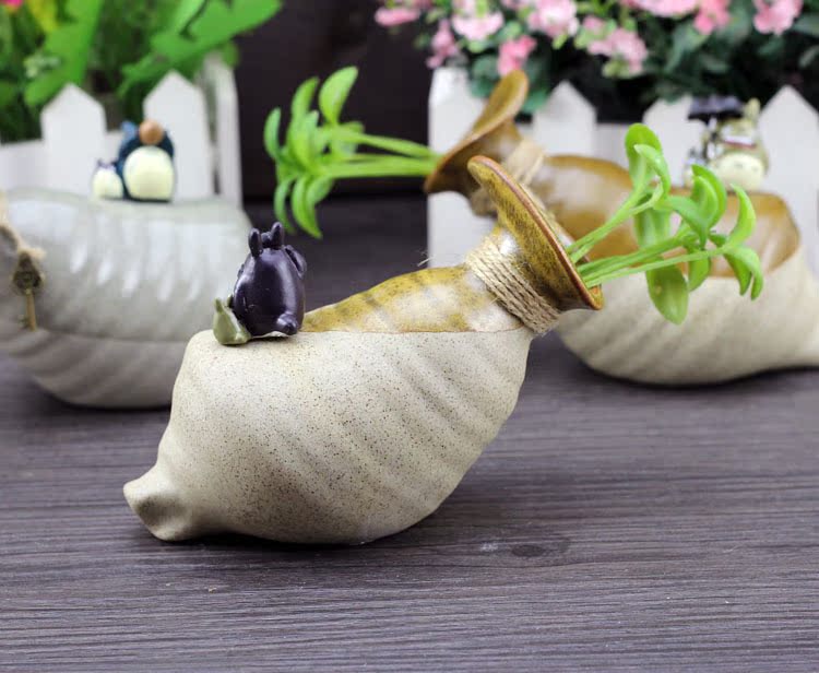 c1154微景装饰倒插花器创意家居工艺品摆件龙猫陶瓷家居摆件礼品