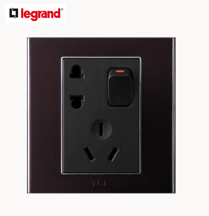 tcl罗格朗插座 a8出色茄紫色 带开关五孔插座