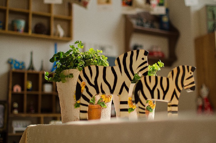 日式zakka杂货 原创实木木马摆件 纯