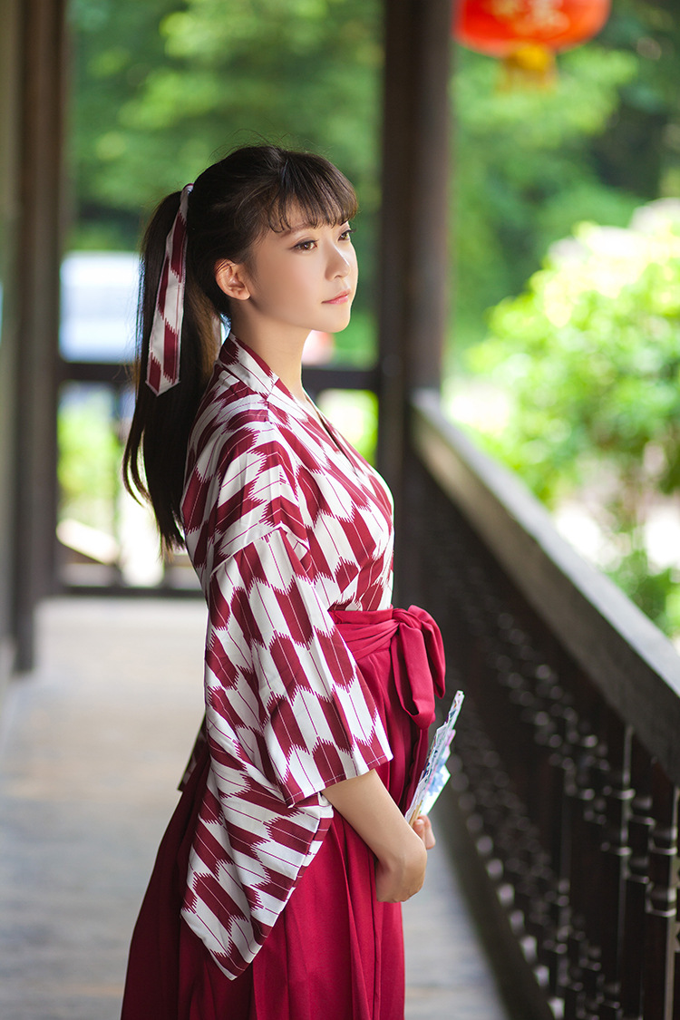 套装 矢羽柄/鲤鱼旗和风印花改良和服羽织上衣 百褶半裙tq102