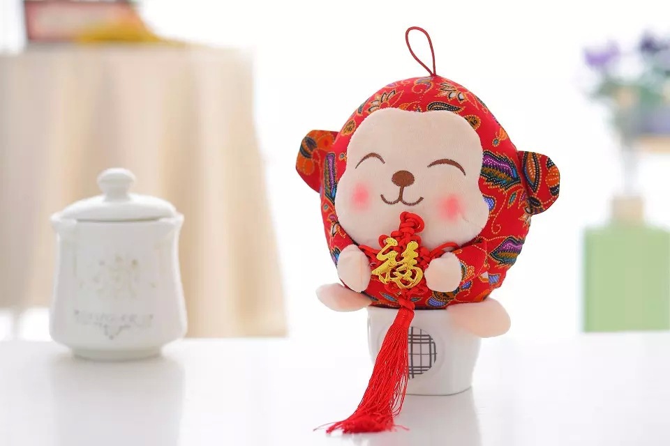 新款可爱福猴公仔玩偶创意毛绒玩具 猴年吉祥物挂件 厂家直销