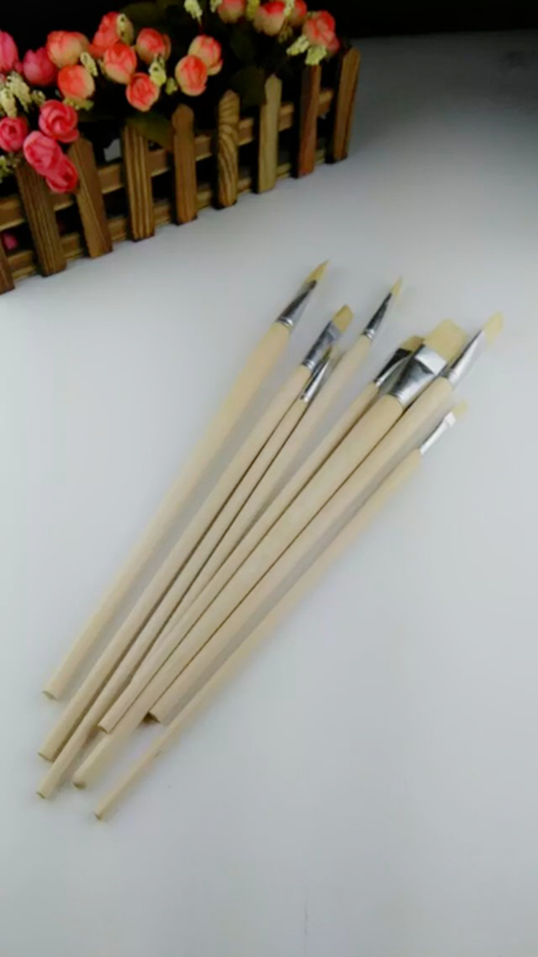 厂家批发 扁头长杆猪鬃油画笔 笔刷 美术画笔