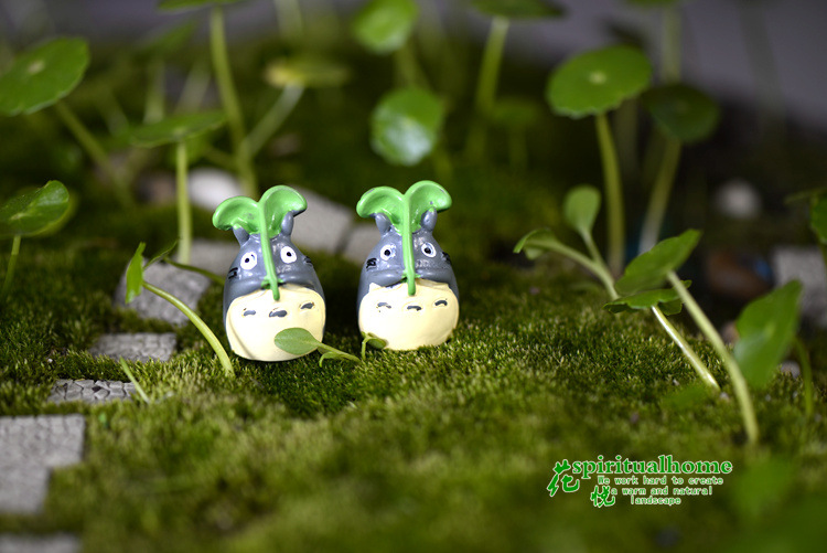 苔藓微景观 多肉植物摆件 迷你扛树叶龙猫 小摆件diy材料