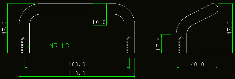 304不锈钢圆棒双折弯拉手 弯曲把手 角形提手 米思米uhfns100