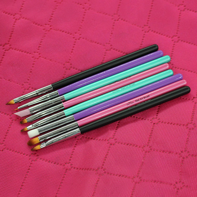 2015新款貂毛渐变笔木杆手柄 美甲工具晕染笔8支一套美甲笔刷用品