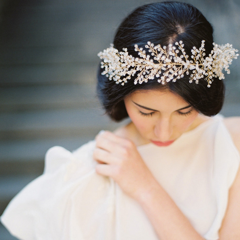 2015欧洲站新娘头饰 欧美伴娘奢华白水晶发饰