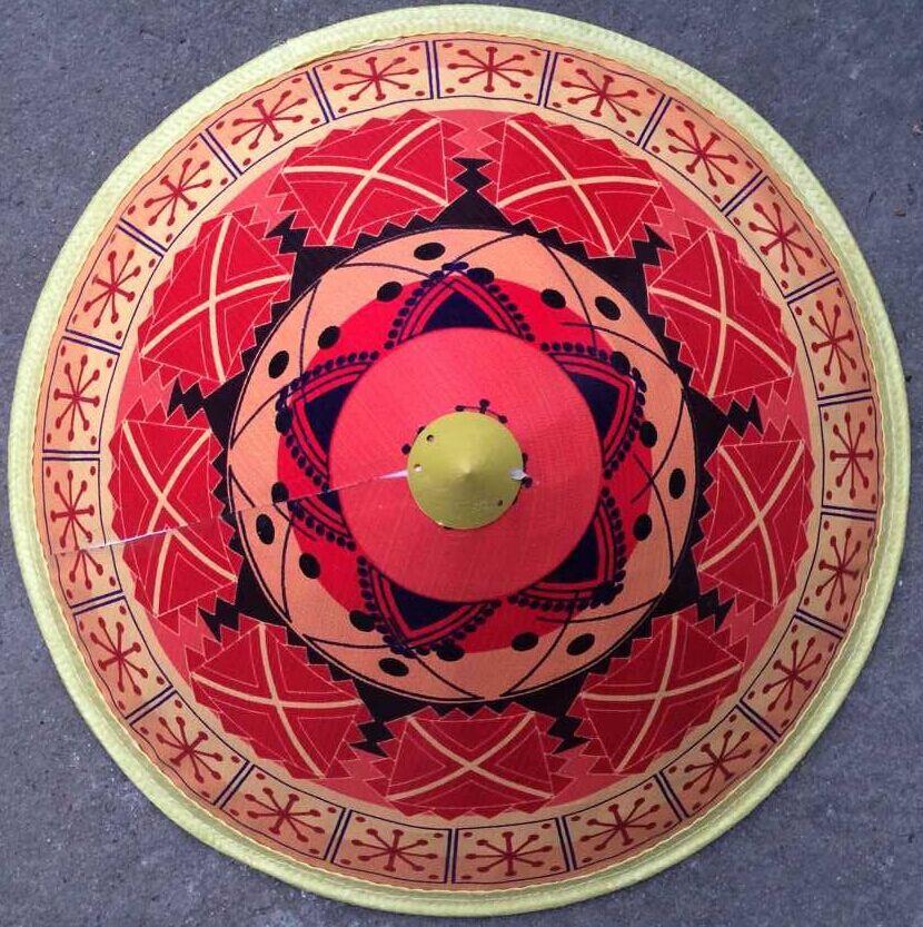 舞蹈用品六一幼儿童演出道具采茶花彩绘防晒防雨遮阳装饰斗笠帽子