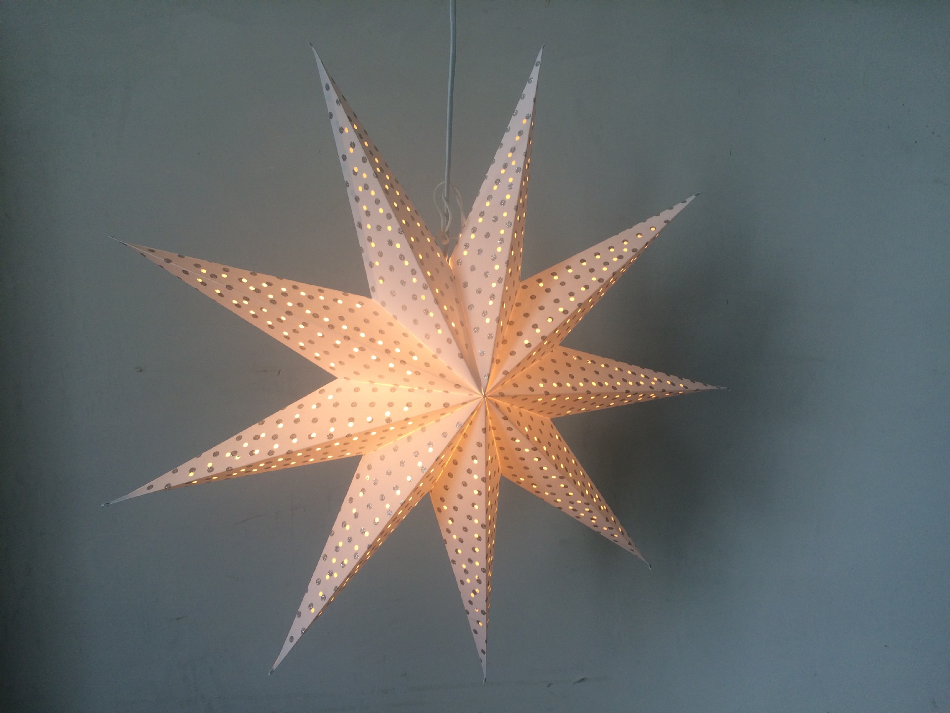 厂家直销圣诞节酒吧吊顶装饰挂饰 九角星印亮银金