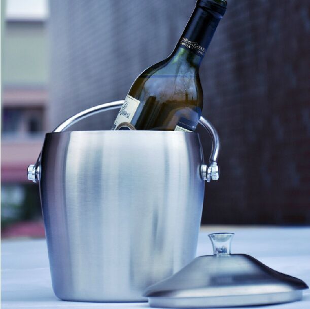 2l双层不锈钢冰桶 红酒冰桶 香槟桶 葡萄酒冰桶 酒吧冰粒桶
