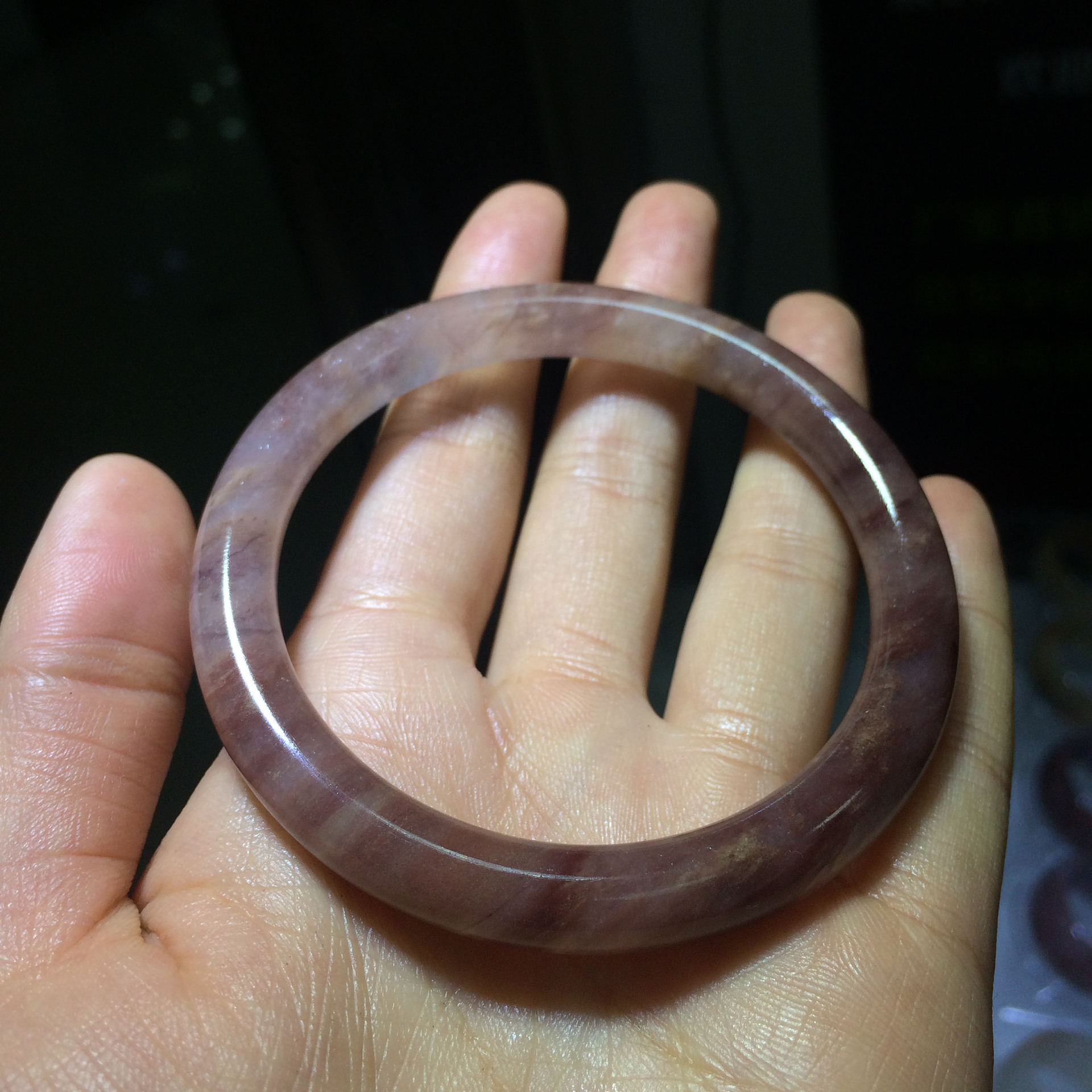 大美新疆 金丝玉 紫罗兰系 圆条手镯 厂家直发