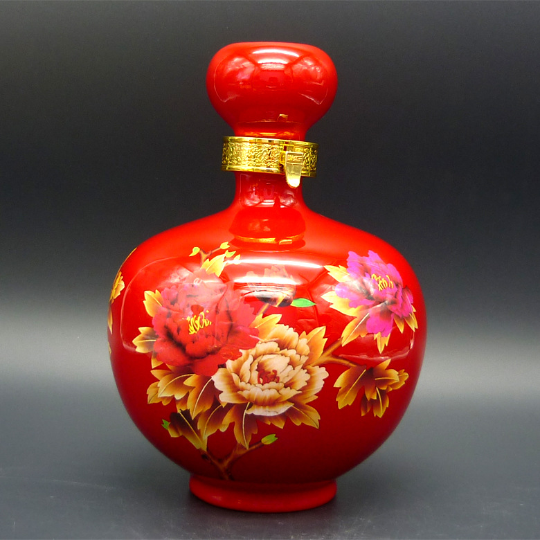 酒瓶3斤招财 仿麦秆牡丹 花开富贵 酒瓶厂家 原浆酒坛
