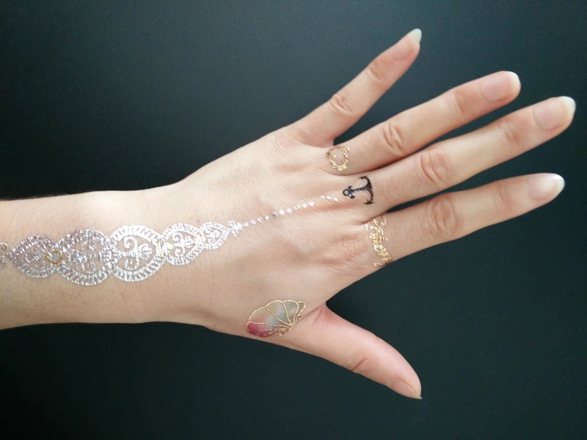 厂家定做新品一次性纹身贴纸持久防水后背手臂大图水转印纹身贴