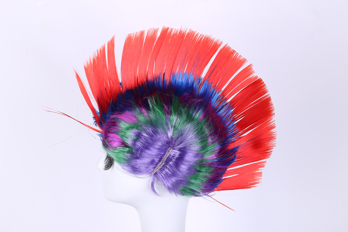 厂家假发批发定做 彩色鸡冠头欧美假发 个性莫西干假发速卖通热销