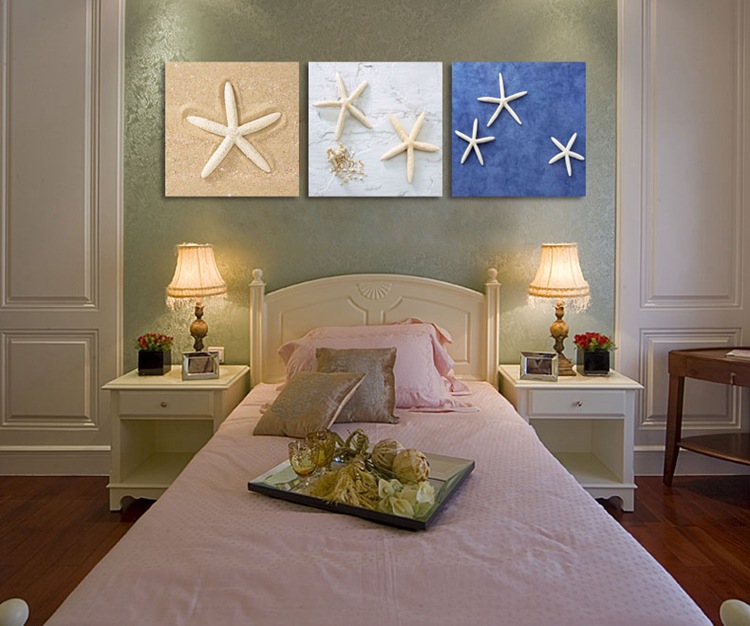 批发地中海沙滩海星装饰画 欧美无框画壁画挂画 油画批发书房.