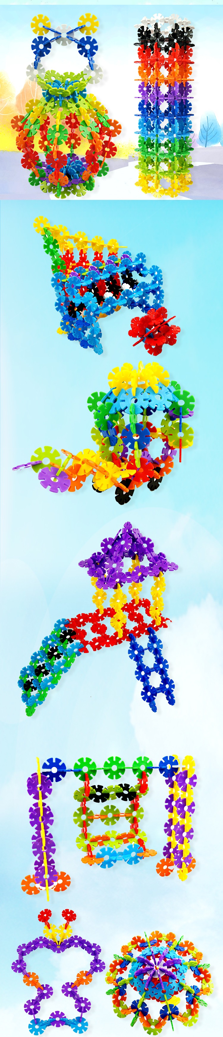 拼装插积木早教宝宝婴儿童益智玩具90片加厚雪花片0-3岁幼儿园