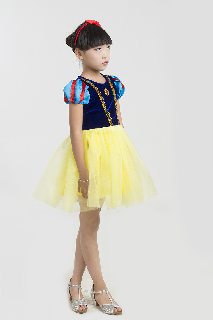 女童白雪公主裙万圣节儿童服装夏花童礼服灰姑娘演出服春晚礼服