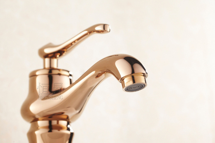 金色水龙头欧式新款面盆龙头上台上盆全铜龙头镀金锆金仿古