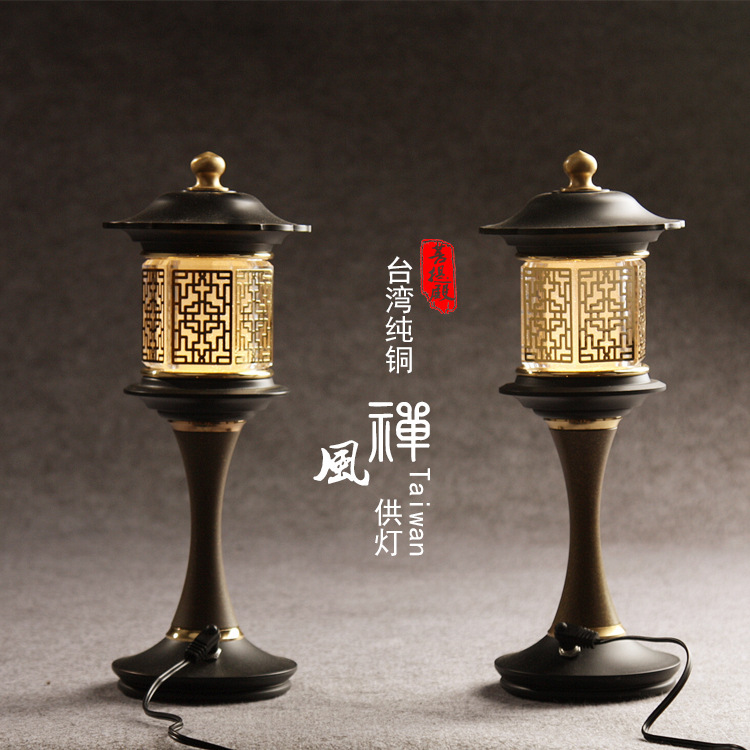台湾纯铜佛堂供灯led莲花灯 佛灯长明灯莲花灯财神灯电烛台佛前灯