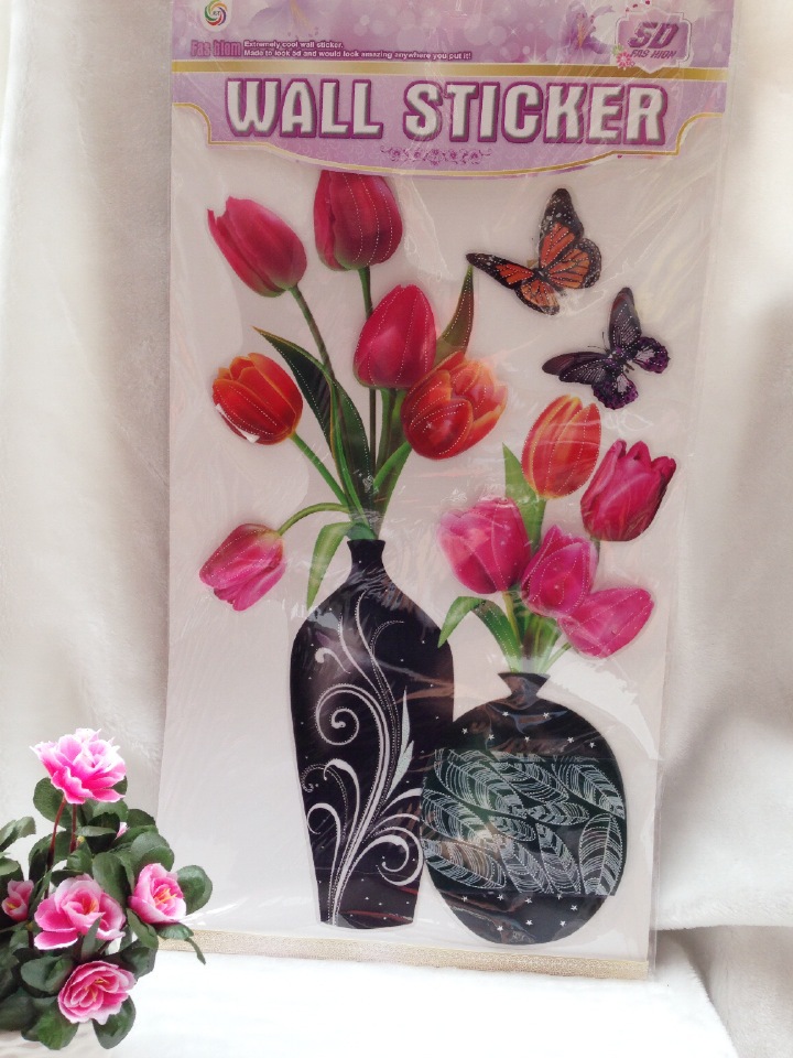 批发时尚创意家居贴画立体花瓶墙贴3d立体花瓶贴画